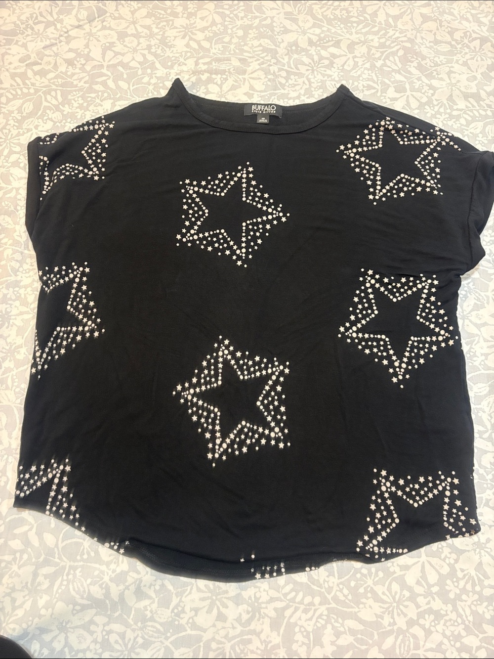 Buffalo David Bitton Black with White Stars T-shirt